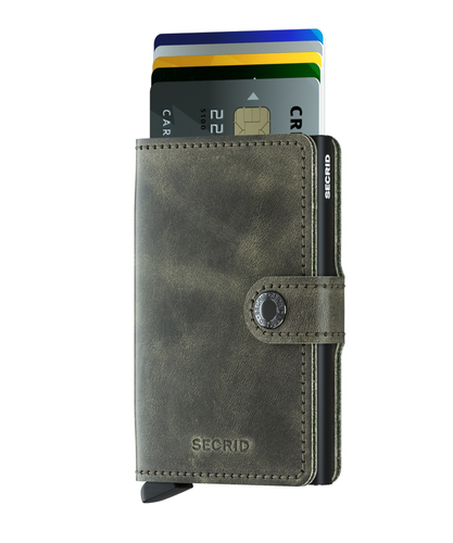 ארנק עור סקריד Secrid Miniwallet בצבע זית כהה מיושן