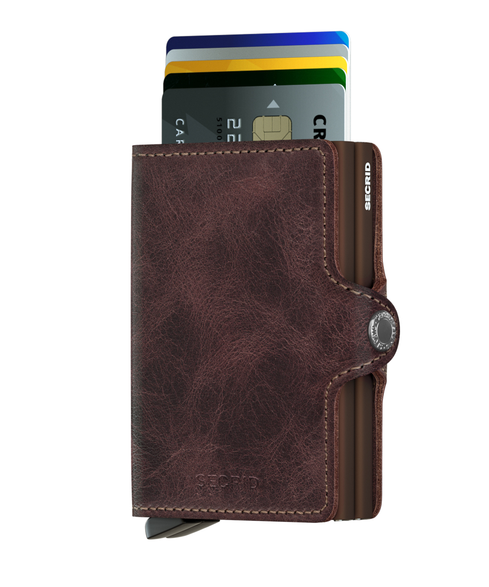 ארנק עור Twin סקריד Secrid Miniwallet בצבע חום מיושן