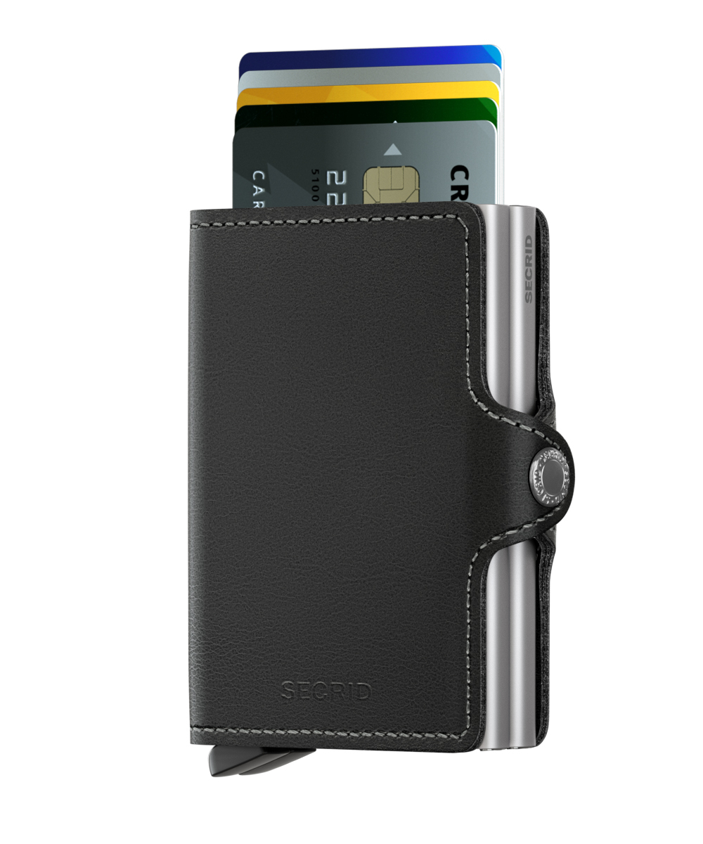 ארנק עור Twin סקריד Secrid Miniwallet בצבע שחור כסוף