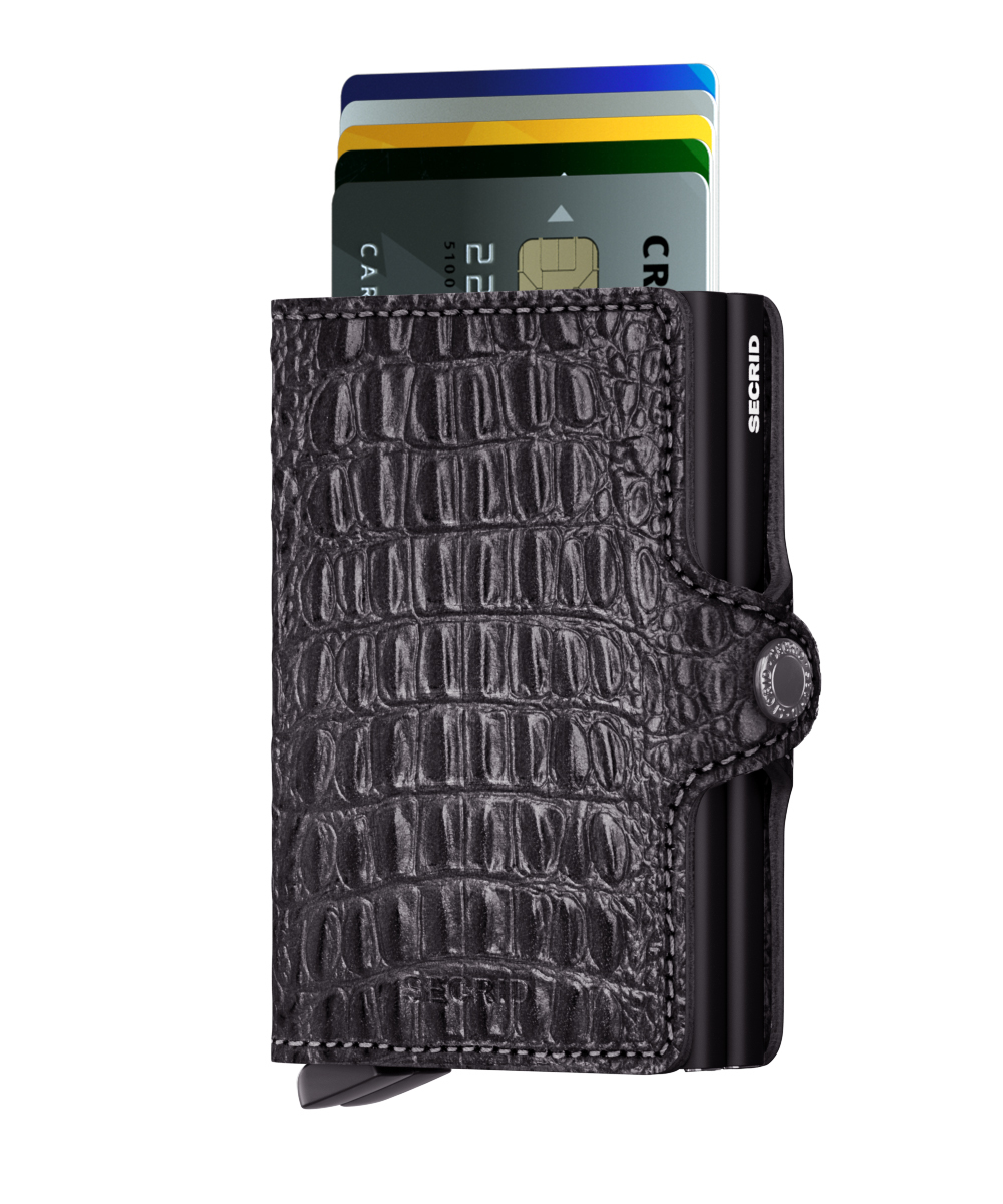 ארנק עור Twin סקריד Secrid Miniwallet בצבע שחור בהדפס קרוקו