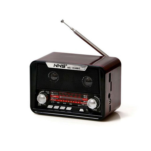 רדיו AM FM קטן במראה רטרו + רמקול בלוטוס