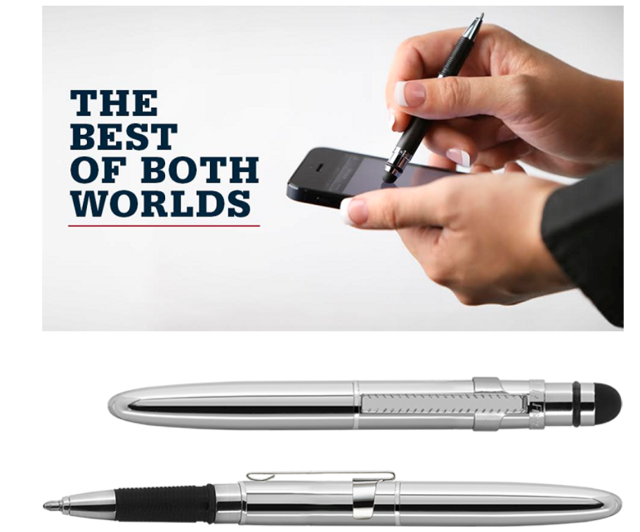 עט חלל ספייספן כסוף עם תוסף למסכי מגע (STYLUS)