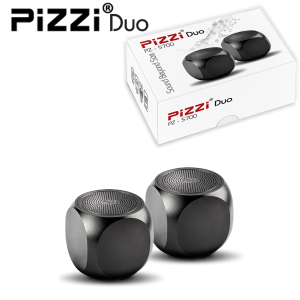 זוג רמקולים פיצי PiZZi Mini-DUO עוצמתיים בשחור רק 3.5 ס"מ.