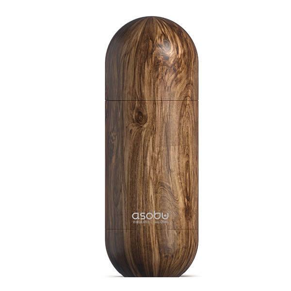 בקבוק תרמי ASOBU דגם "קפסולה" ORB מראה עץ מנירוסטה שומר חום/קור