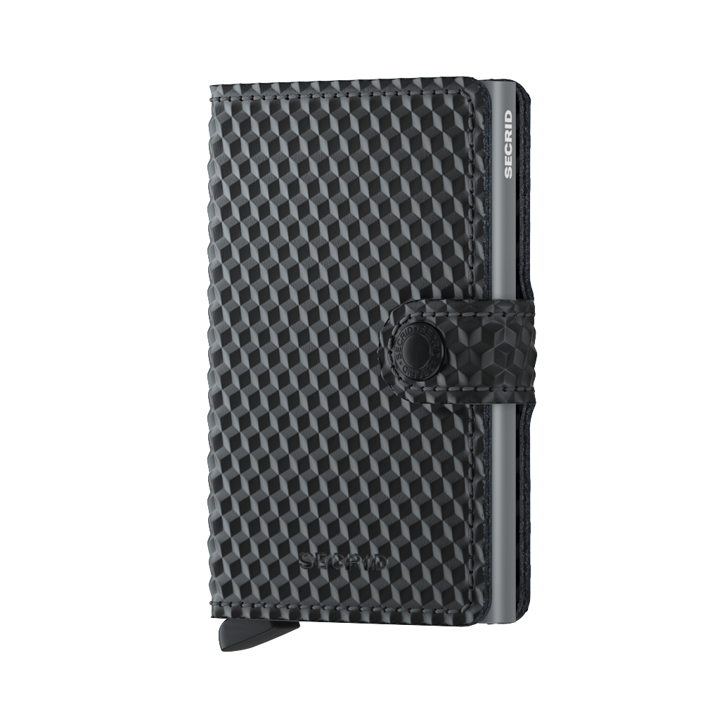 ארנק סקריד מעור שחור משובץ וטיטניום Secrid Miniwallet
