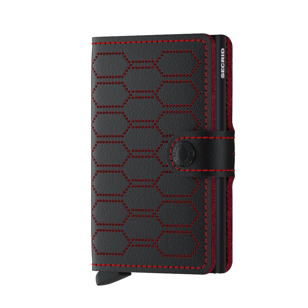 ארנק סקריד מעור מעוטר שחור אדום Secrid Miniwallet