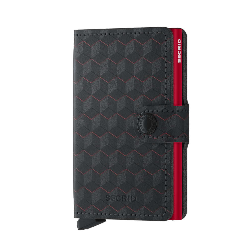 ארנק סקריד מעור שחור אדום "Secrid Miniwallet "Optical