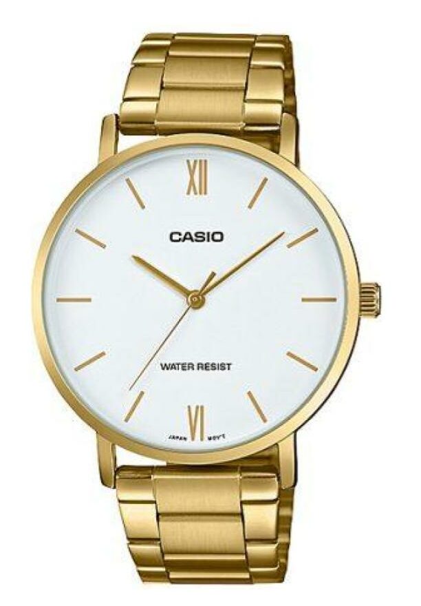 שעון יד קלאסי ואלגנטי זהב לבן קסיו CASIO MTP-VT01G-7B