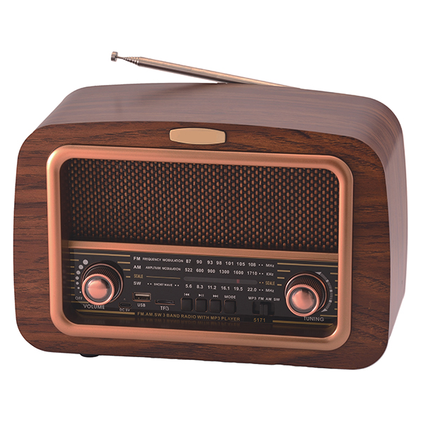 רדיו AM FM גדול במראה רטרו + רמקול בלוטוס