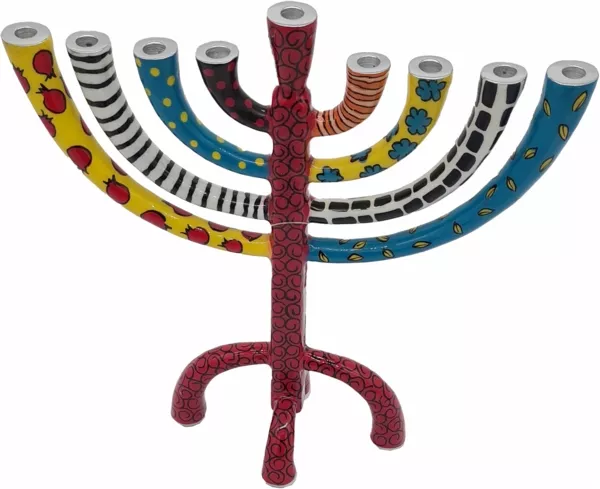 חנוכיה – חנוכית זרועות קטנה בצביעה אומנותית בורדו