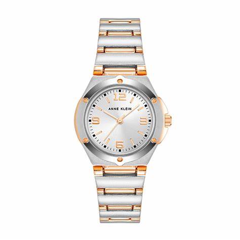 שעון יד לאשה עם לוח בצבע כסוף וזהב 10-8655SVRT Anne Klein