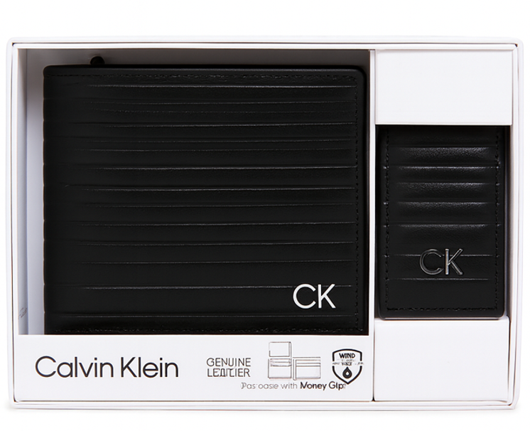ארנק עור + קליפס לשטרות תואם סט מתנה מבית Calvin Klein