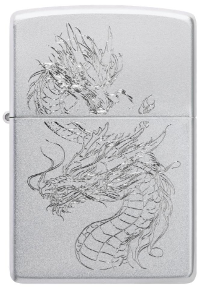 מצית זיפו דרקון חרוט כסוף