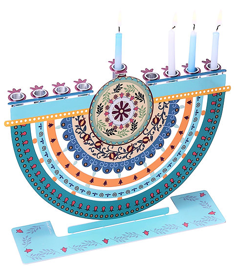 חנוכיה בהשראת מנדלה רימונים צבעוני ומקורי