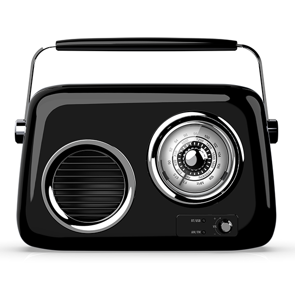 רדיו משולב רמקול Bluetooth בעיצוב רטרו קלאסי וסאונד איכותי שחור